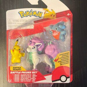 Pokemon Battle Figure Set Pikachu Galarian Ponyta Gible 3-Pack Jazwares NIB